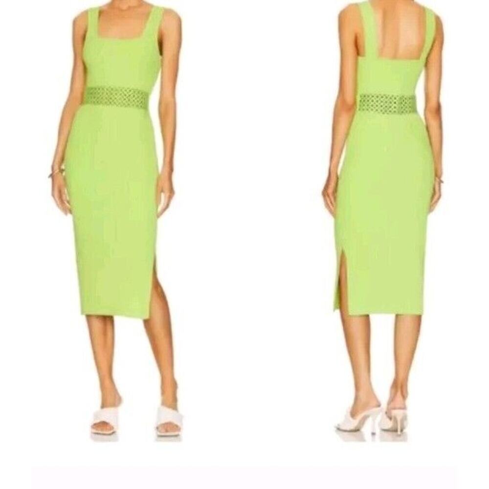 House Of Harlow 1960 x Revolve Ribb Knit Cut-out Neon Green Dress M NEW NWT $249